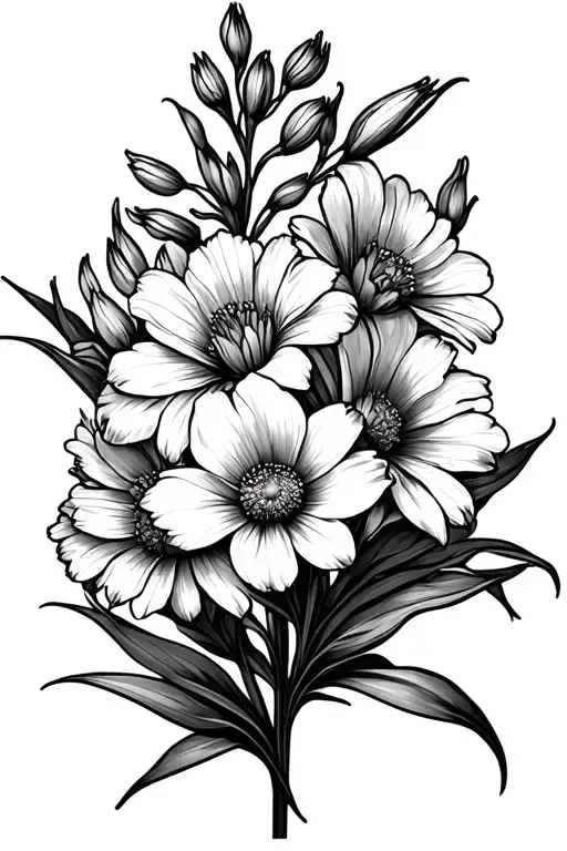 Gladiolus Aster And Marigold Flowers