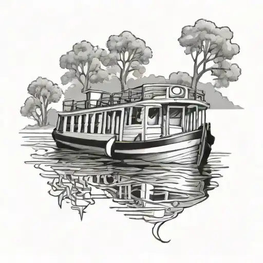 Outline Of A Canal Boat Sailing