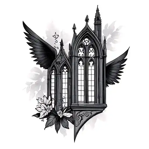 Ethel Cain Themed Tattoo Incorporating Chapel Windows