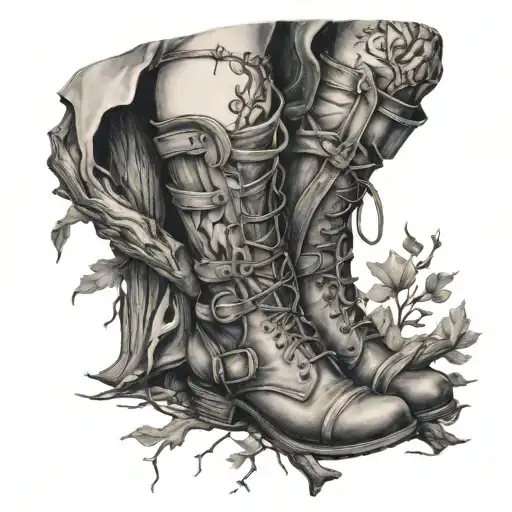 Dried Branch Wrapped Around Thigh High Boots