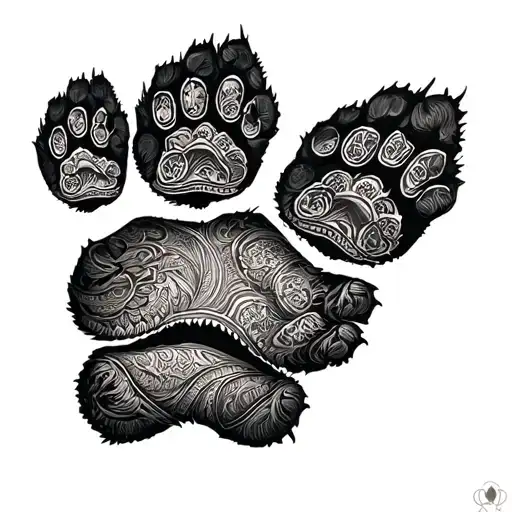 Paw Print Hand Tattoo With Mandela