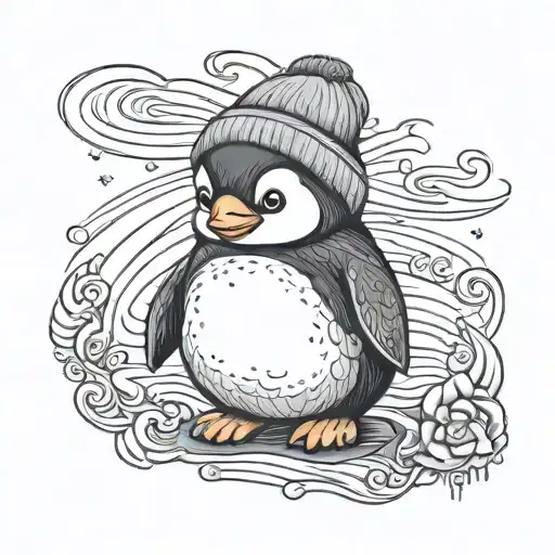 Cute Penguin Wearing A Beanie