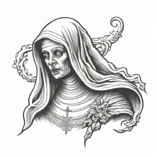 Scary Nun Black Grey Style
