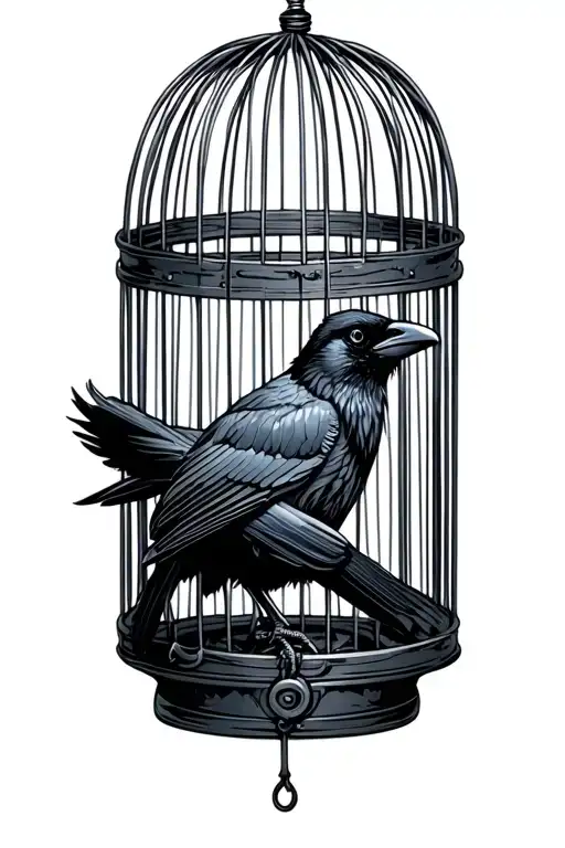 Crow On Top Of Cage