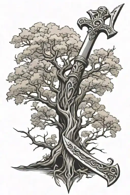 Tree Growing From A Sword