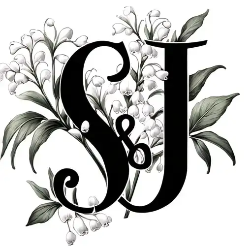 Lily Of The Valley Intertwined With Eachother With Initials S &J