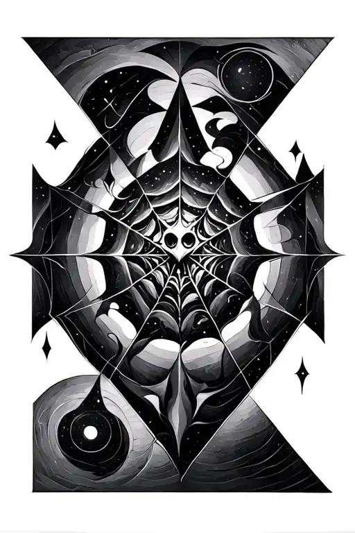 Web Of Wyrd Surrounded By Geometric Shapes