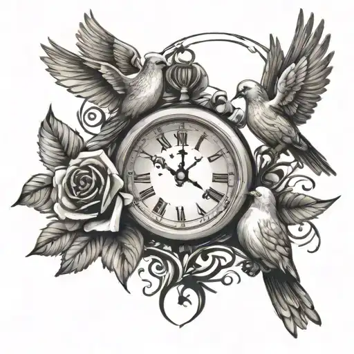 Roses 2 Doves Clocks