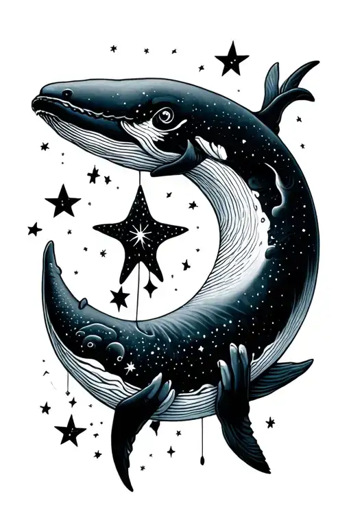 Whale Stars Moon String Being Held