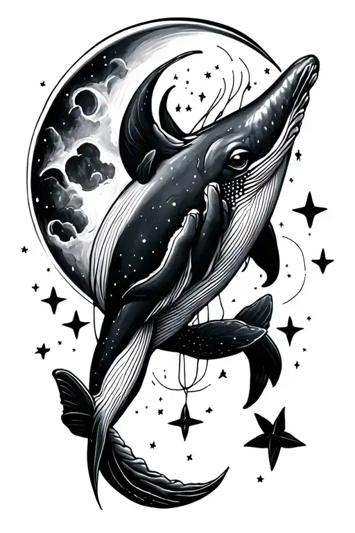 Whale Stars Moon String Being Held