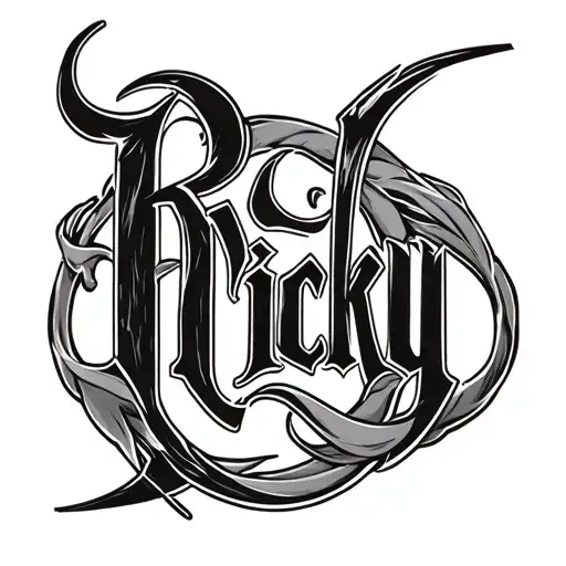 Font With Ricky With Realism Background Intertwined The Font