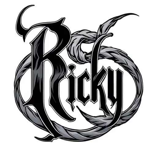 Font With Ricky With Realism Background Intertwined The Font