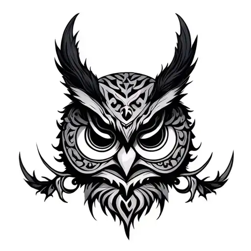 Oni Mask And Owl