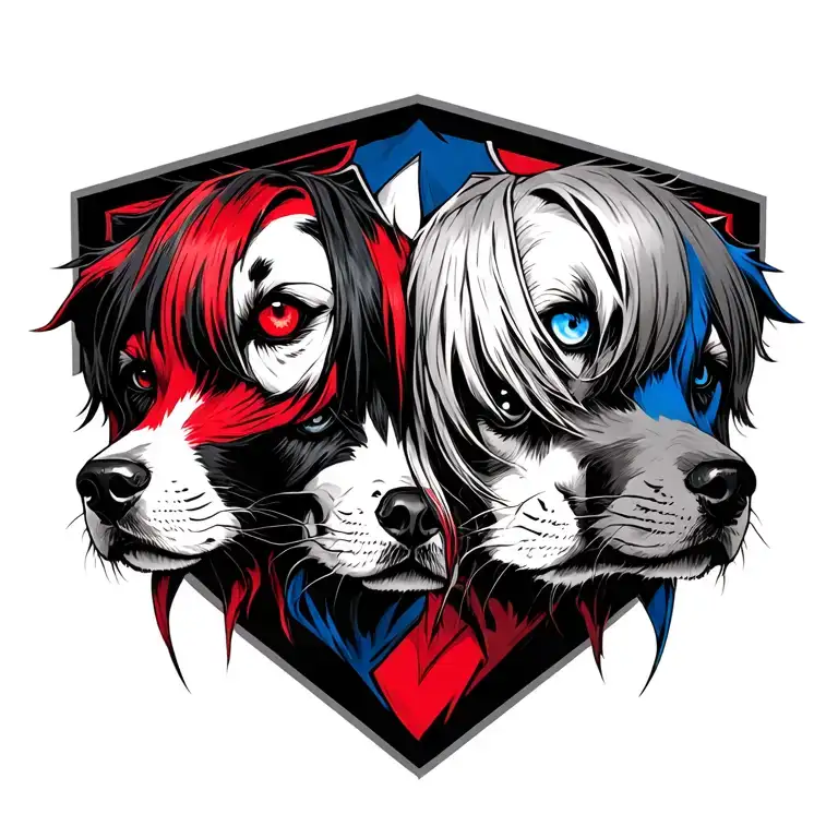 Hellsing Alucard Eye With Hound 3 Heads With Red And Blue