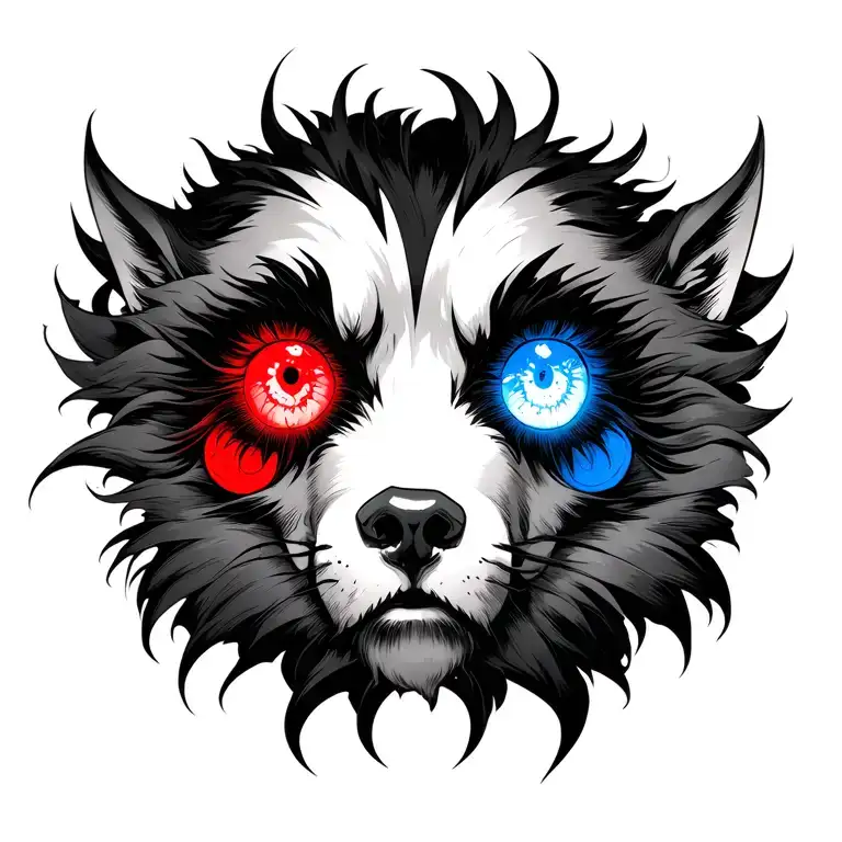 Hellsing Alucard Eye With Hell Hound With Many Eyes With Red And Blue Color
