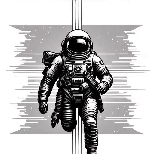 Astronaut And Warrior Combined With Lines Vertical Symbols