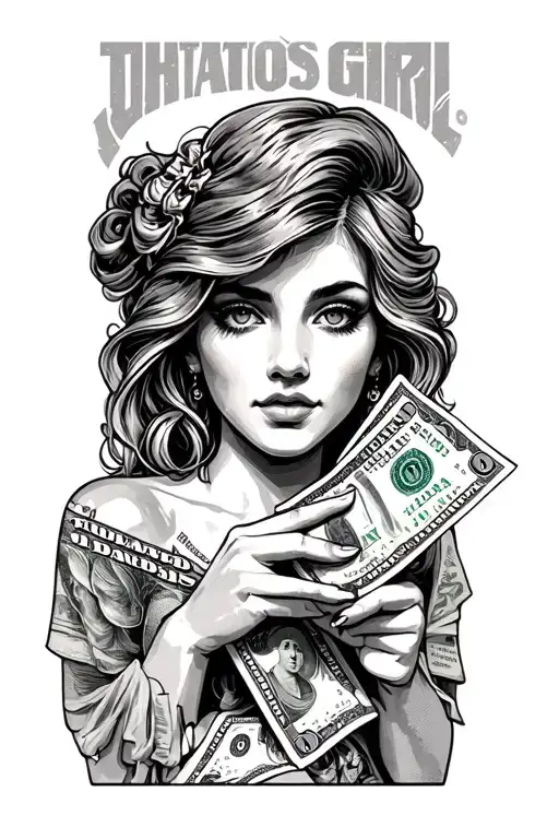 I Whant Girl Face With Dollar In Hand