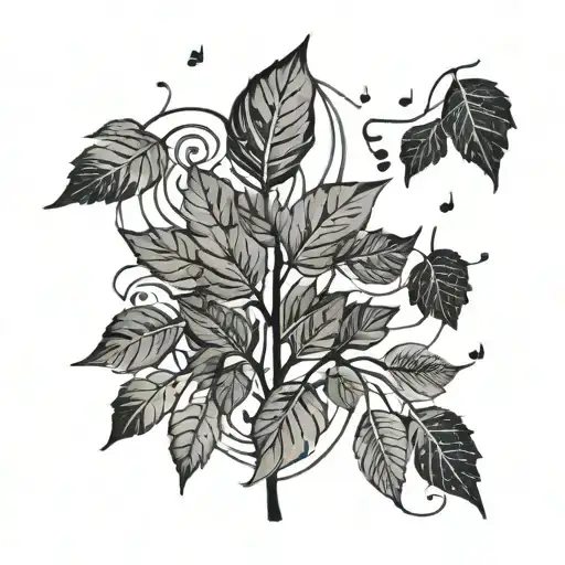 Music Notes Falling As Leafs From A Tree