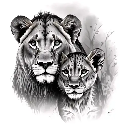 Lioness And Cub