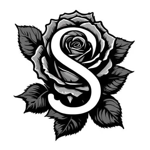 A Minimalistic Rose With The Letter S Inside