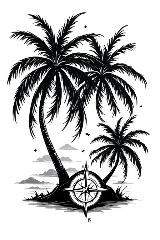 Basic Palm Trees And Compass Design