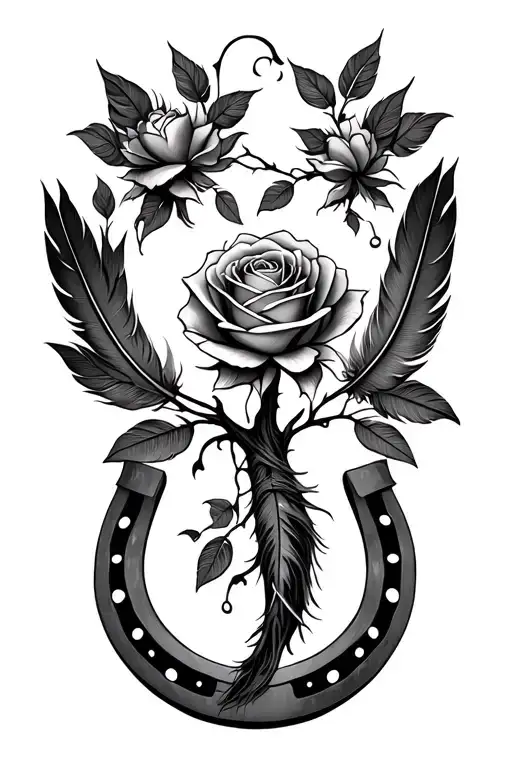 Feathers Horseshoe Roses Tree