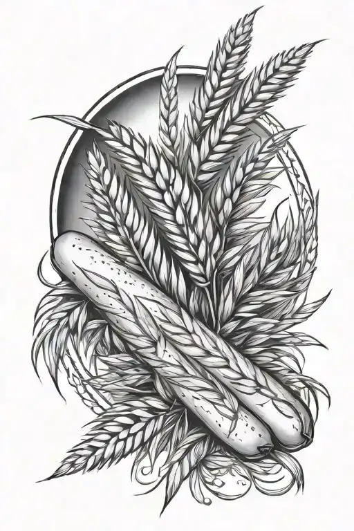 French Baguette With Wheat Stocks