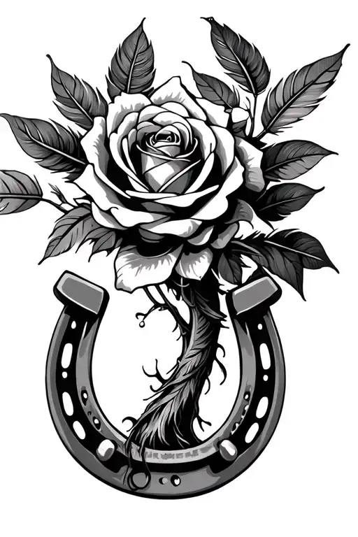 Feathers Horseshoe Roses Tree