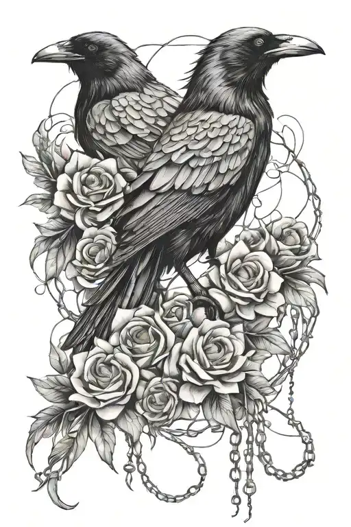 Raven Chains Flowers Surrounding Them