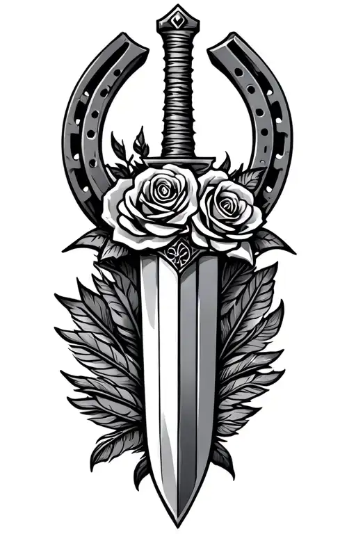 Sword With Horseshoe Pummel With Roses Feathers