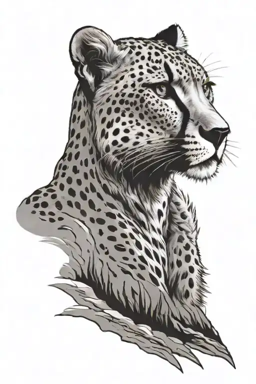 Tribal Cheetah On A Mountain Landscape