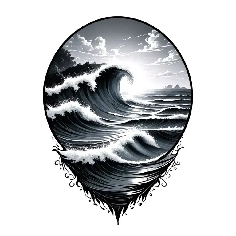 Sunrise And Waves Crashing