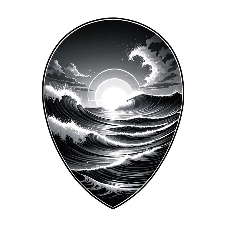 Sunrise And Waves Flowing