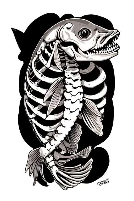 Walleye Skeleton With Walleye As The Rib Bones