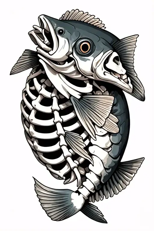 Walleye Skeleton With Walleye As The Rib Bones