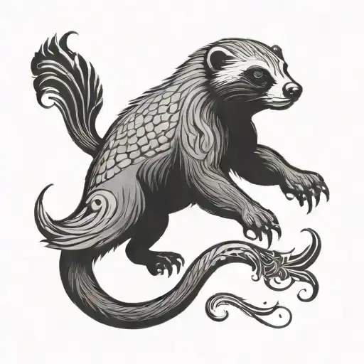 Honey Badger Tattoo Symbol Merging Together Symbolizing Strength