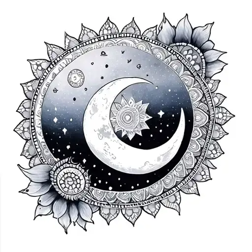 Mandala And Moon And Armband