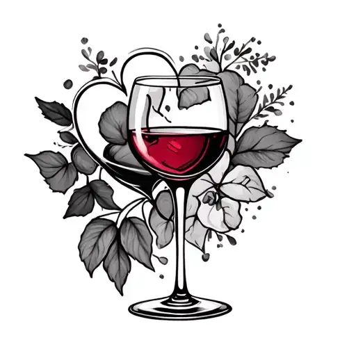 Glass Of Wine And Heart Writing Wine