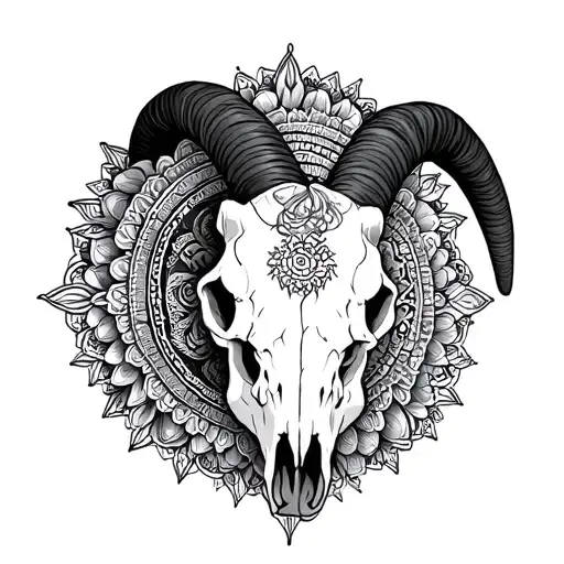Mandala Design Incorporating Goat Skull
