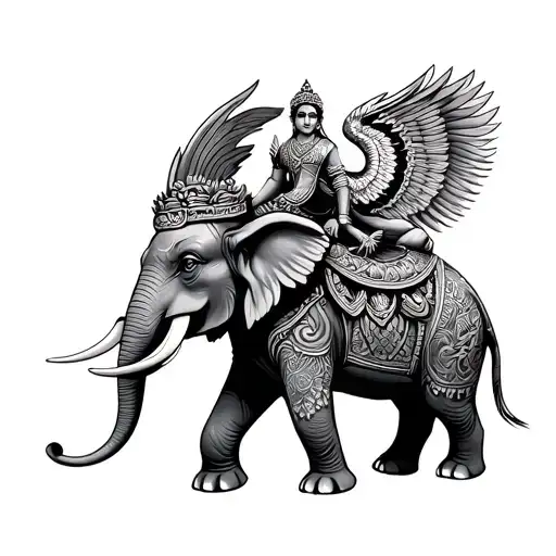 Balinese Garuda Riding On Elephant