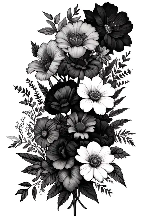 A Sleeve Featuring All Birth Flowers Except October And November For Left Arm On A Female