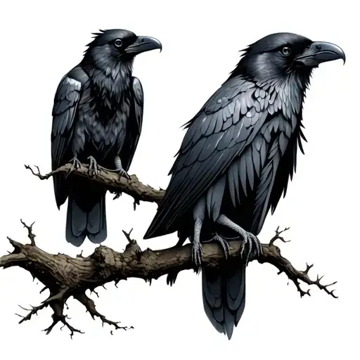 Tree With 2 Ravens Nordic Hugin