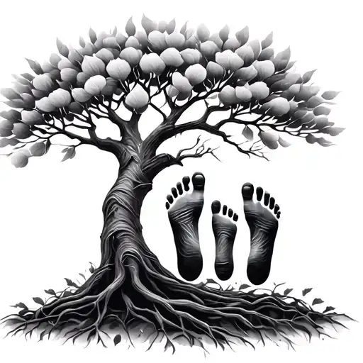 Tree Of Life With Family Foot Prints