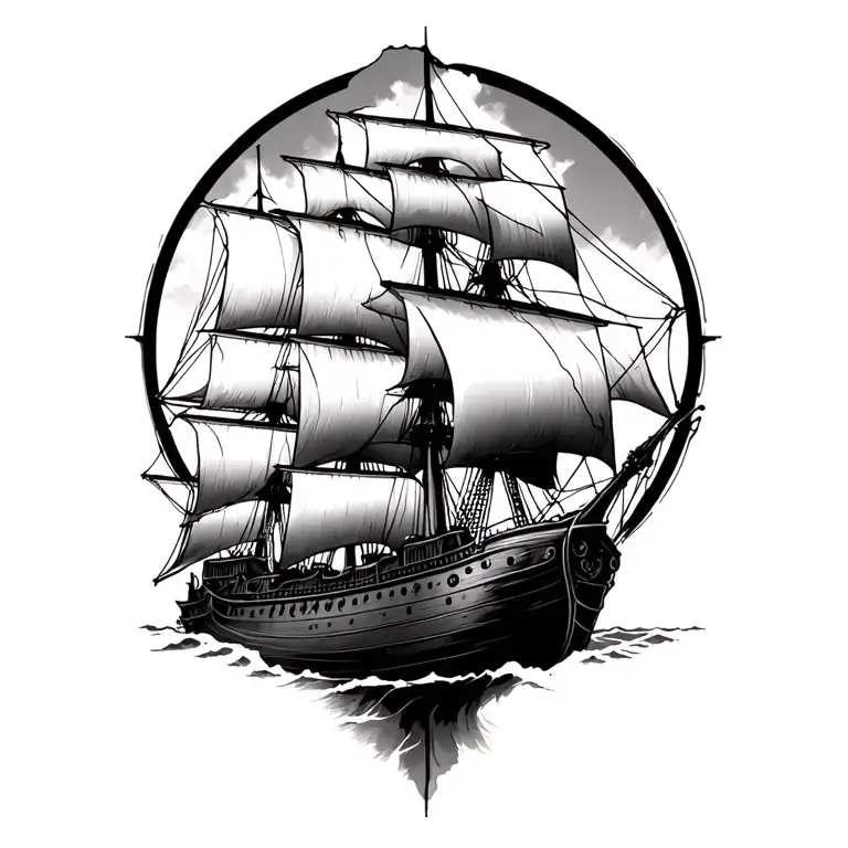 Roman Ship Fron With Torn Sales Graph Transforming