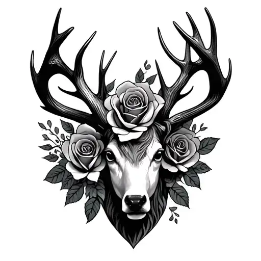 Antlers Across The Shoulders With Roses
