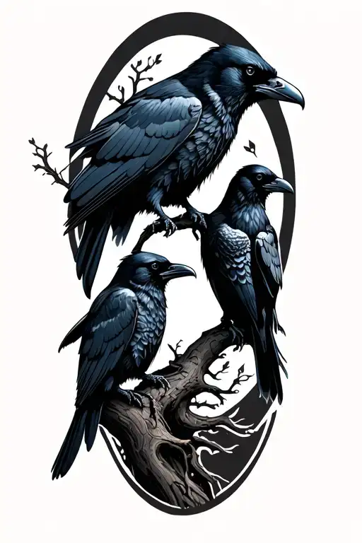 Tree With 2 Ravens Nordic Hugin