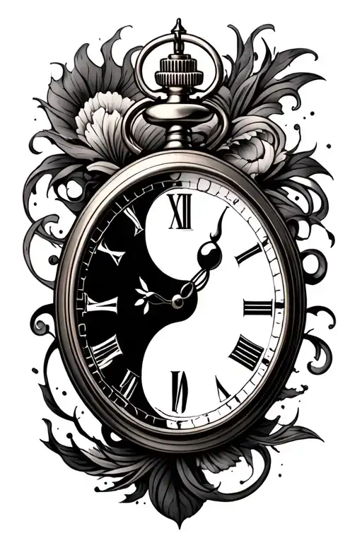 Pocket Watch Ying Yang Symbol