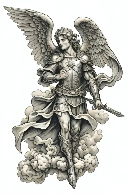 St Michael Archangel In Clouds