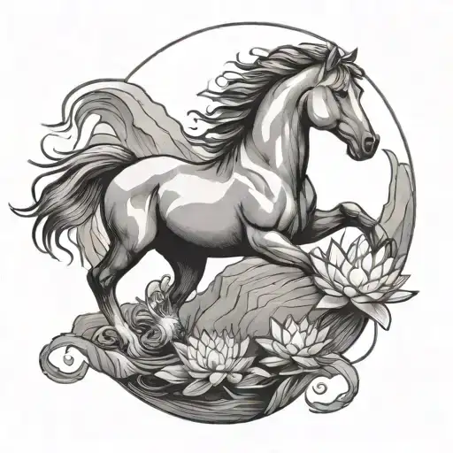 Stallion On A Cliff Edge Overlooking Water Lily