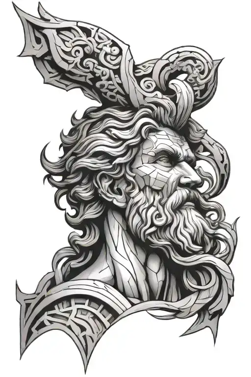 Poseidon With Geometrical Shapes